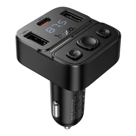 Автомобильное зарядное устройство Hoco E87 USB/ Type-C 35W c дисплеем и FM-модулятором black