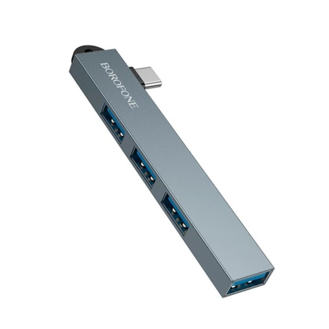 Адаптер переходник Borofone FH1A 4в1 Type-C to 3 USB 2.0/ 3.0 metal gray Адаптер переходник Borofone FH1A 4в1 Type-C to 3 USB 2.0/ 3.0 metal gray