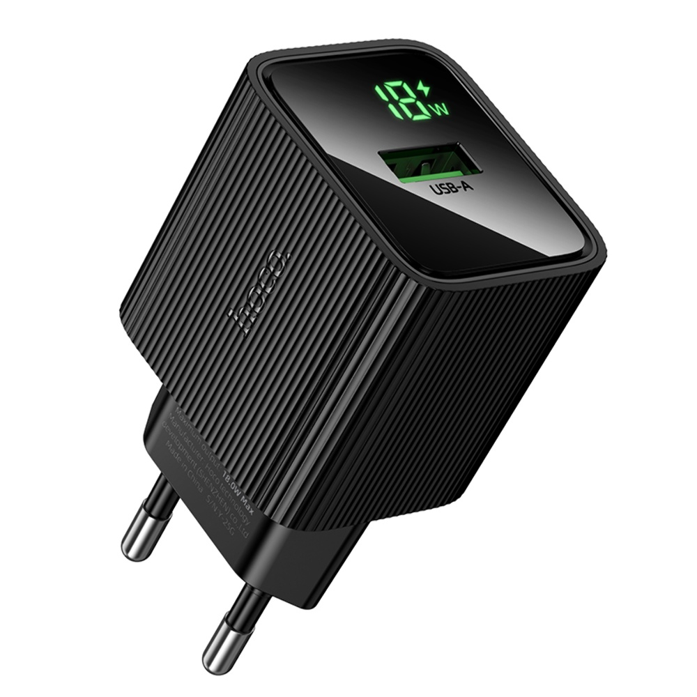 Сетевое зарядное устройство Hoco CS81A USB QC с дисплеем black Сетевое зарядное устройство Hoco CS81A USB QC с дисплеем black