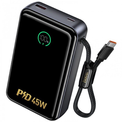 Повербанк HOCO Shine power bank with cable Q54 20000mAh |1C/1A, 45W/3A, PD/QC| grey