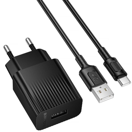 Сетевое Зарядное Устройство Borofone BAS71A 1USB 2.1A+USB to Type-C Черный Сетевое Зарядное Устройство Borofone BAS71A 1USB 2.1A+USB to Type-C Черный