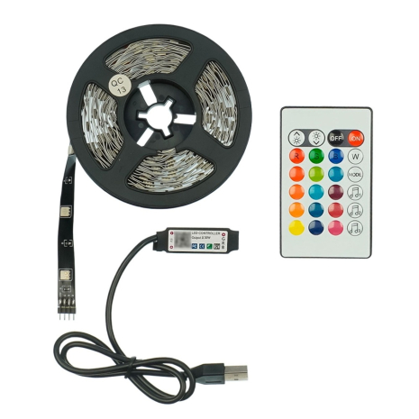 LED лента USB RGB 5V, IP 20, 5м, с Bluetooth и пультом, на самоклейке