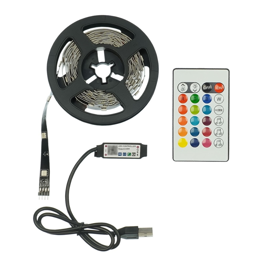 LED лента USB RGB 5V, IP 20, 3м, с Bluetooth и пультом, на самоклейке LED лента USB RGB 5V, IP 20, 3м, с Bluetooth и пультом, на самоклейке