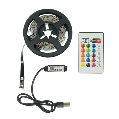 LED лента USB RGB 5V, IP 20, 2м, с Bluetooth и пультом, на самоклейке