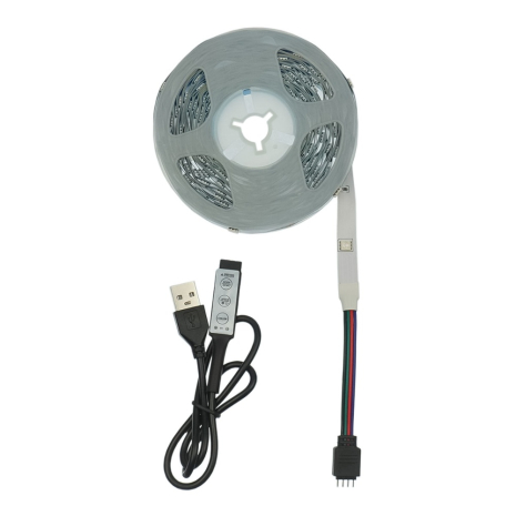 LED лента USB RGB 5V, IP 20, 10м, с копками управления, на самоклейке