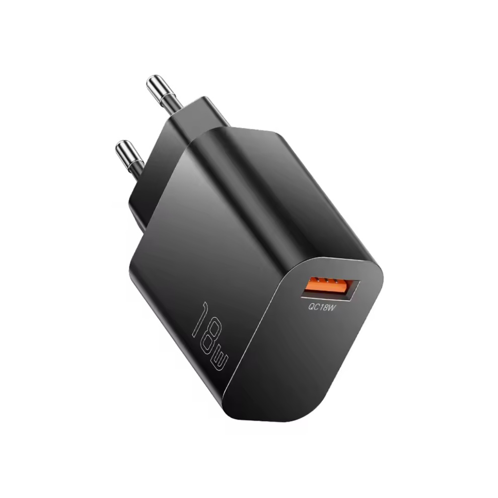 Зарядное устройство ESSAGER 18W GaN QC(3.0); Out: 1xUSB-A (12V/3A Max), Black Зарядное устройство ESSAGER 18W GaN QC(3.0); Out: 1xUSB-A (12V/3A Max), Black