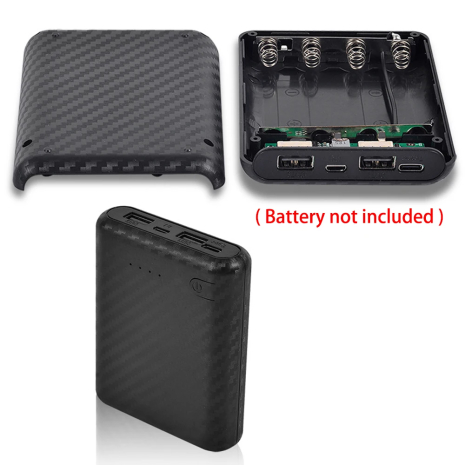 Корпус повербанка X4 под АКБ 4x18650 до 12000mAh (44.4Wh); PD 20W, QC 18W; In: Type-C, Micro, Out: 2xUSB-A, 1xUSB-C (12V/3A Max), Black