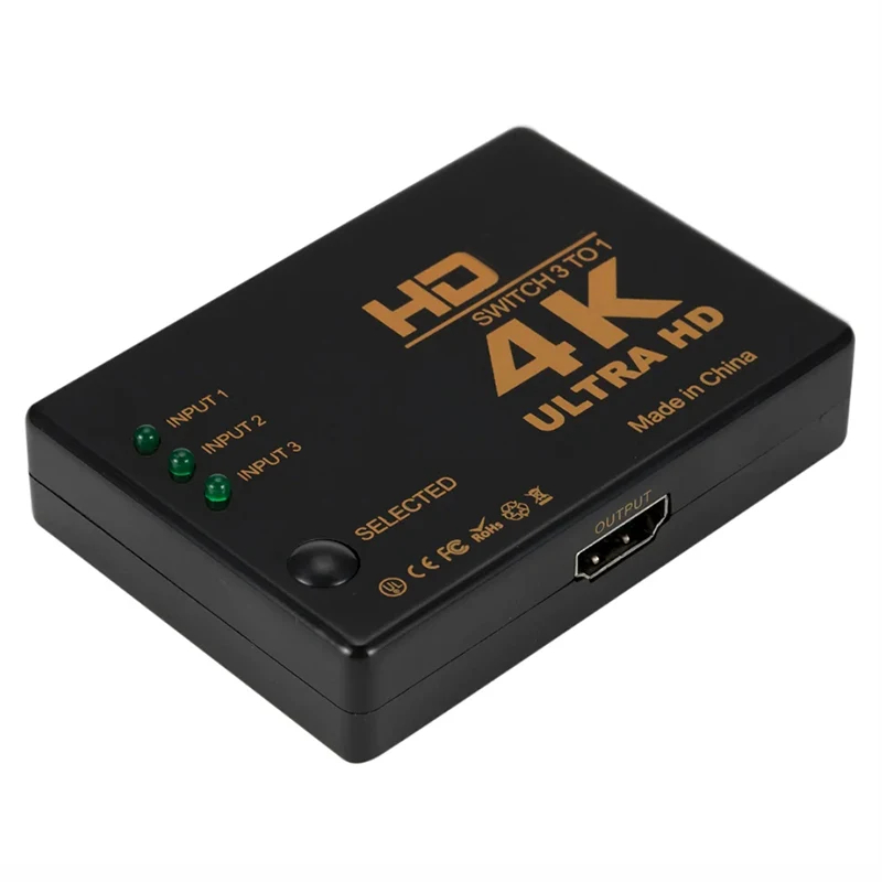 HDMI разветвитель Switch 1х3 на 3 порта (1out/3in) 4К 60Hz, Plastic, 58х82mm, Black | переключатель, паралельное размещение портов | Для PC, XBox, PS4, PS5, видеоплееров HDMI разветвитель Switch 1х3 на 3 порта (1out/3in) 4К 60Hz, Plastic, 58х82mm, Black | переключатель, паралельное размещение портов | Для PC, XBox, PS4, PS5, видеоплееров