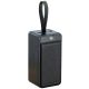 XO PR159 повербанк (60000mAh/Вихід: 3xUSB-A 22.5W QC3.0, Type-C PD 20W/Вхід: Lightning, micro-USB, Type-C 18W) з LED дисплеєм та ліхтариком, Чорний