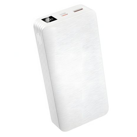 Повербанк XO PR144 (20000mAh / Out: USB-A 22.5W QC3.0, Type-C PD 20W / In: Lightning, Type-C 18W) з LED Дисплеєм, Білий